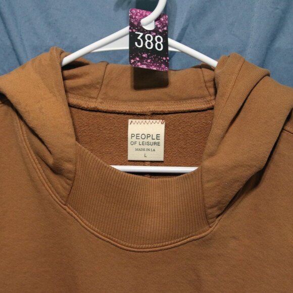 People of Leisure sz Large Oversized Brown Hooded Sweatshirt Tie-dyed - Picture 2 of 3